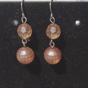 Vintage Silver-Toned Pink Beaded Dangle Earrings